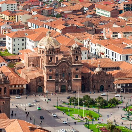 Cusco aerial view from Saqsaywaman in Cusco, Peru